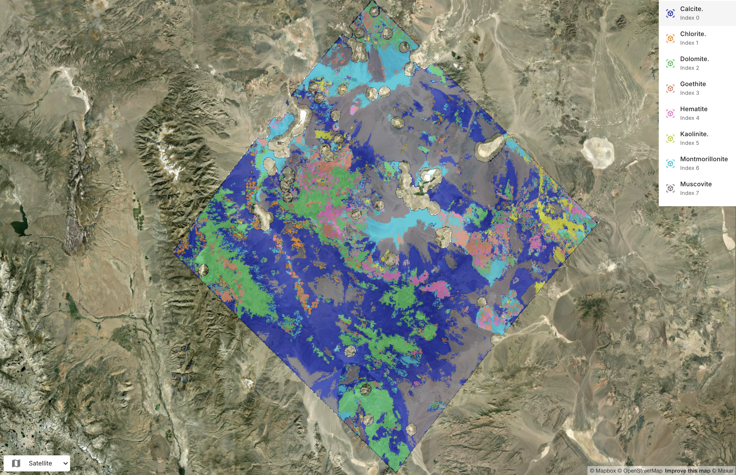 Mineral map of Cuprite visualized in Clarity