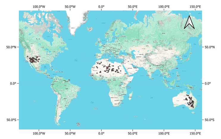 Map of EMIT image locations used in the study