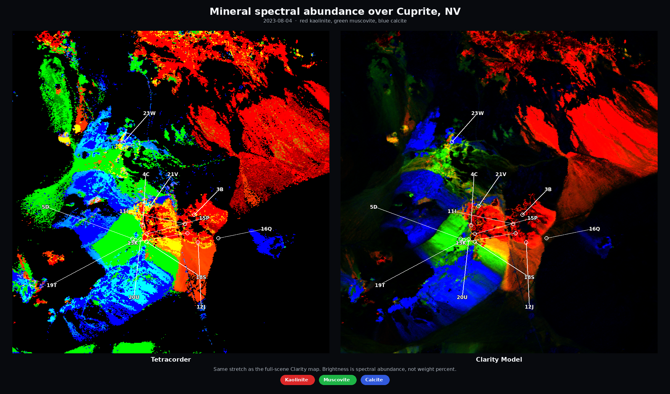EMIT mineral unmixing over Cuprite, NV